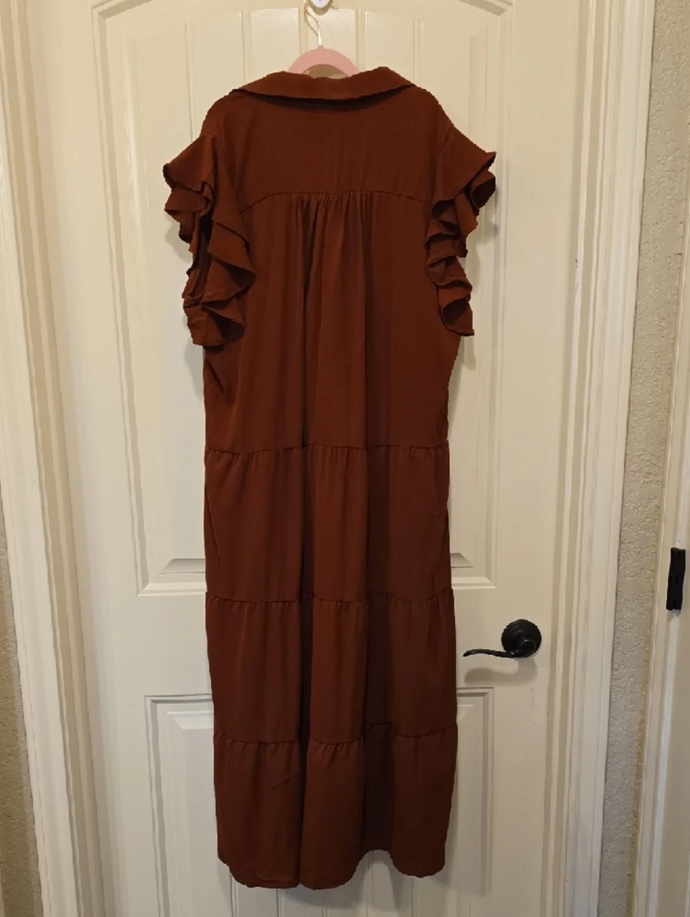 Umgee Rust Tiered Maxi Dress with Ruffle Sleeves - Picture 2 of 3